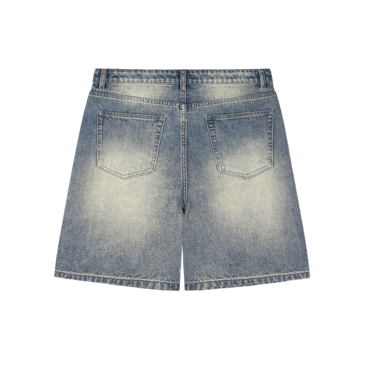 FADED DISTRESSED BAGGY DENIM SHORTS