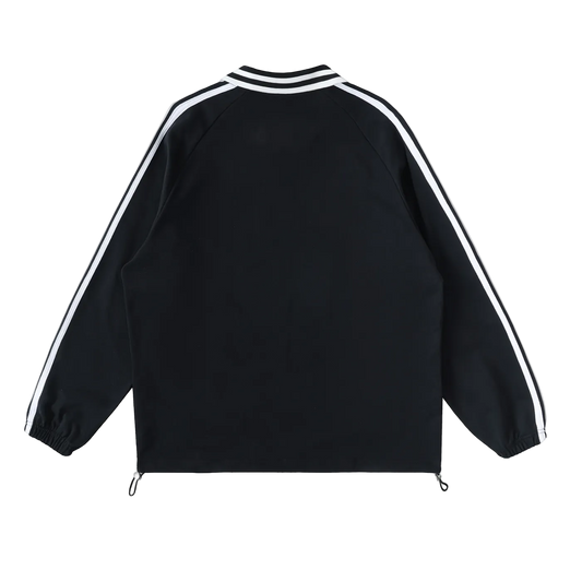 STRIPE LAPEL COLLAR SWEATSHIRT
